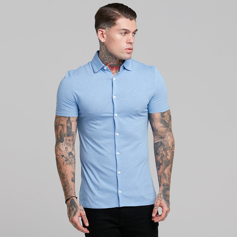 Father Sons Super Slim Baby Blue Jersey Short Sleeve - FSH015 (LAST CHANCE)