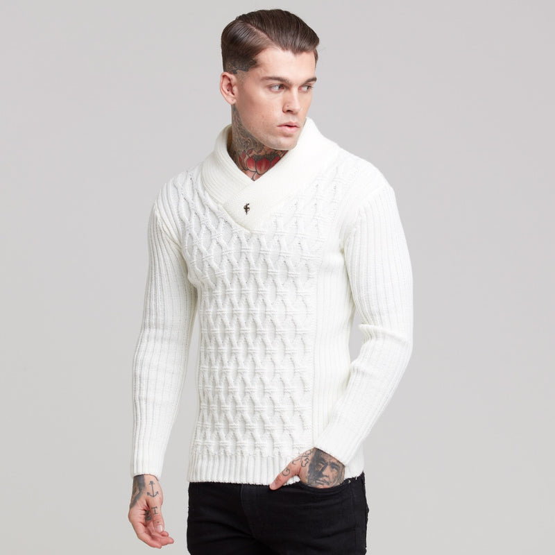 Father Sons Chunky Cable Knit Cream Sweater - FSJ001