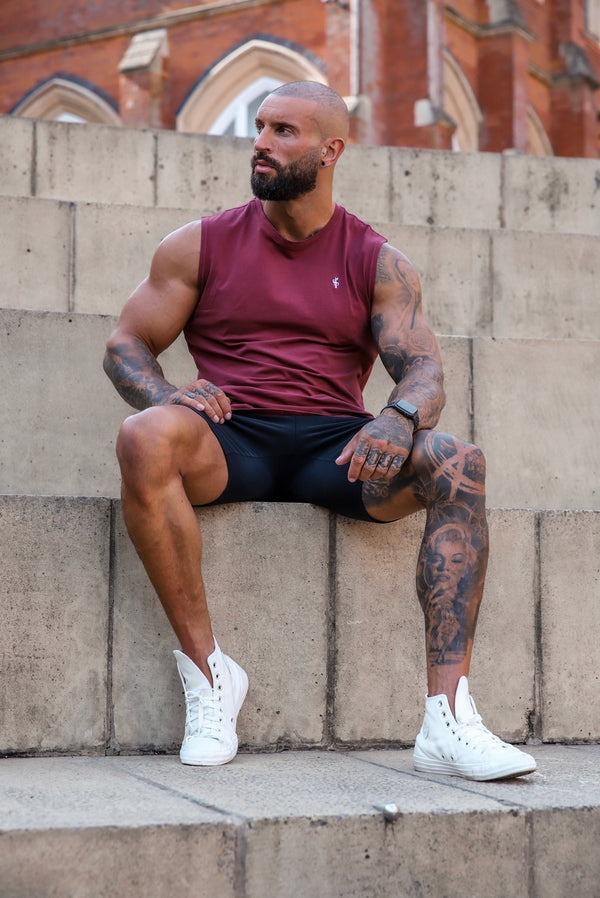 Father Sons Classic Burgundy Longline Gym Vest - FSH759