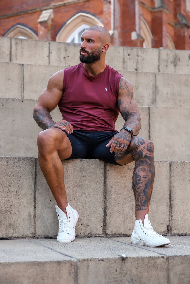 Father Sons Classic Burgundy Longline Gym Vest - FSH759