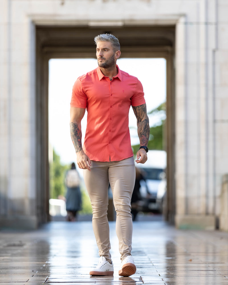 Father Sons Super Slim Luxe Ultra Stretch Classic Coral Short Sleeve -  FS671