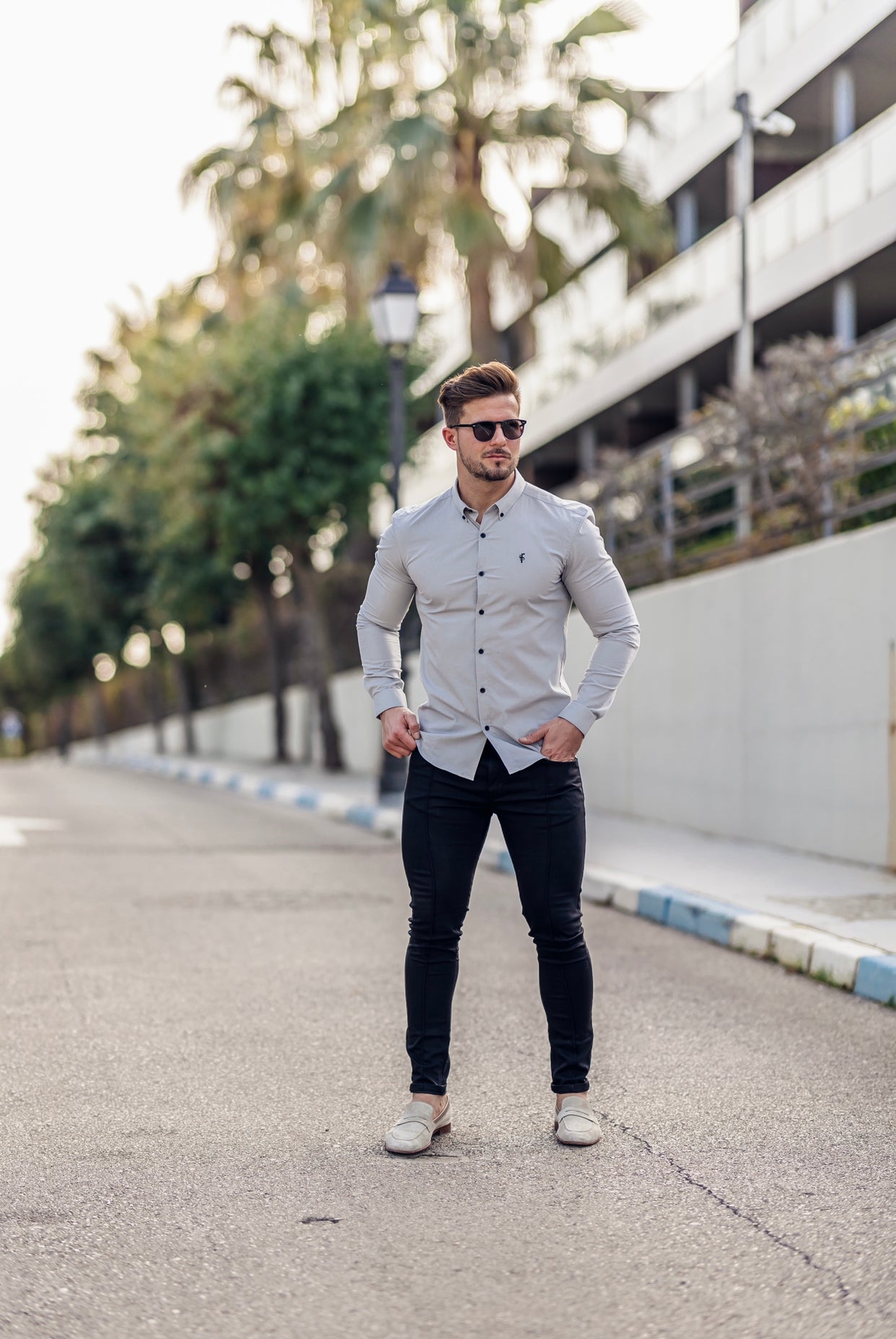 Super Slim Stretch Classic Grey Long Sleeve - FS826