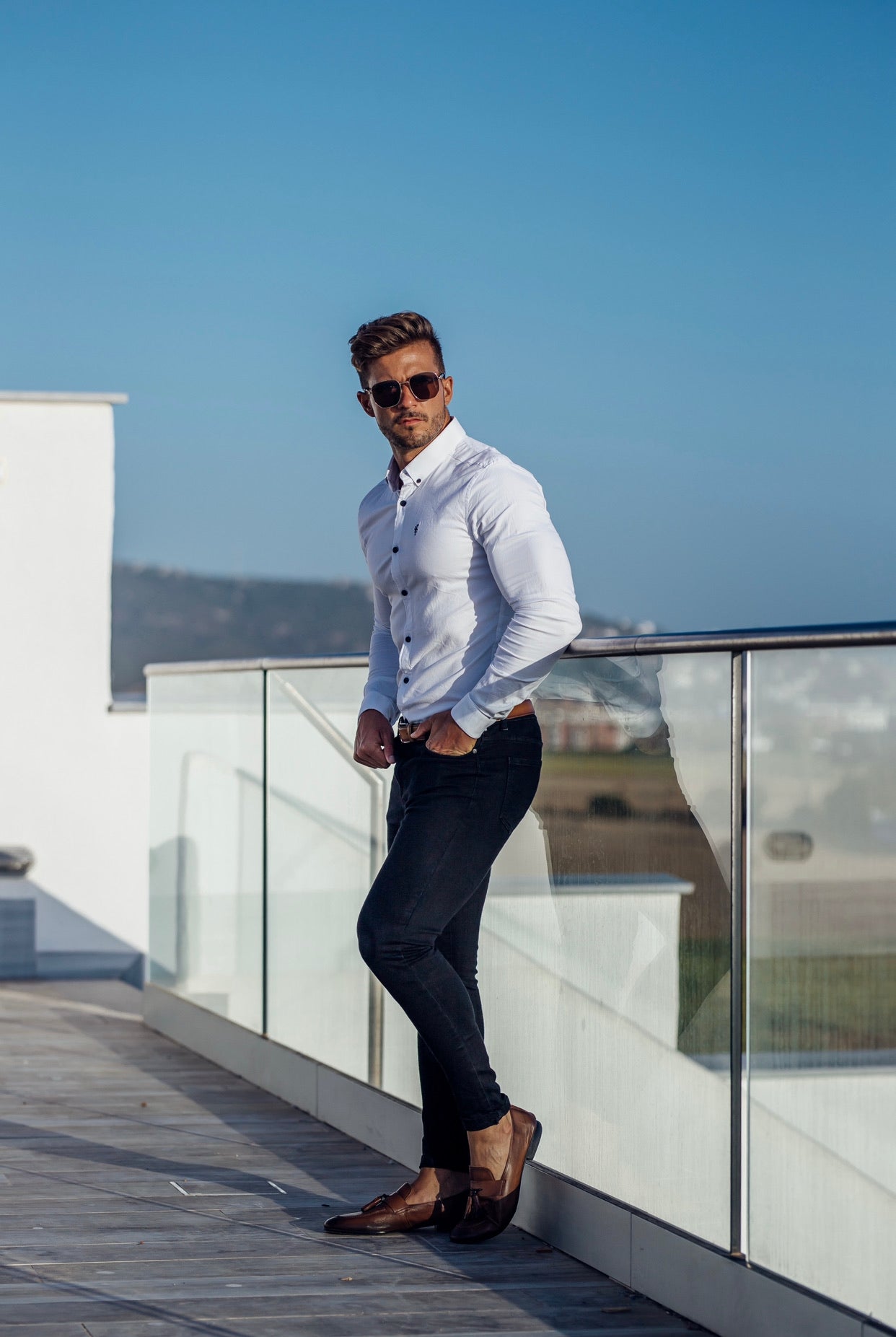 Super Slim Stretch Classic Oxford White - FS300