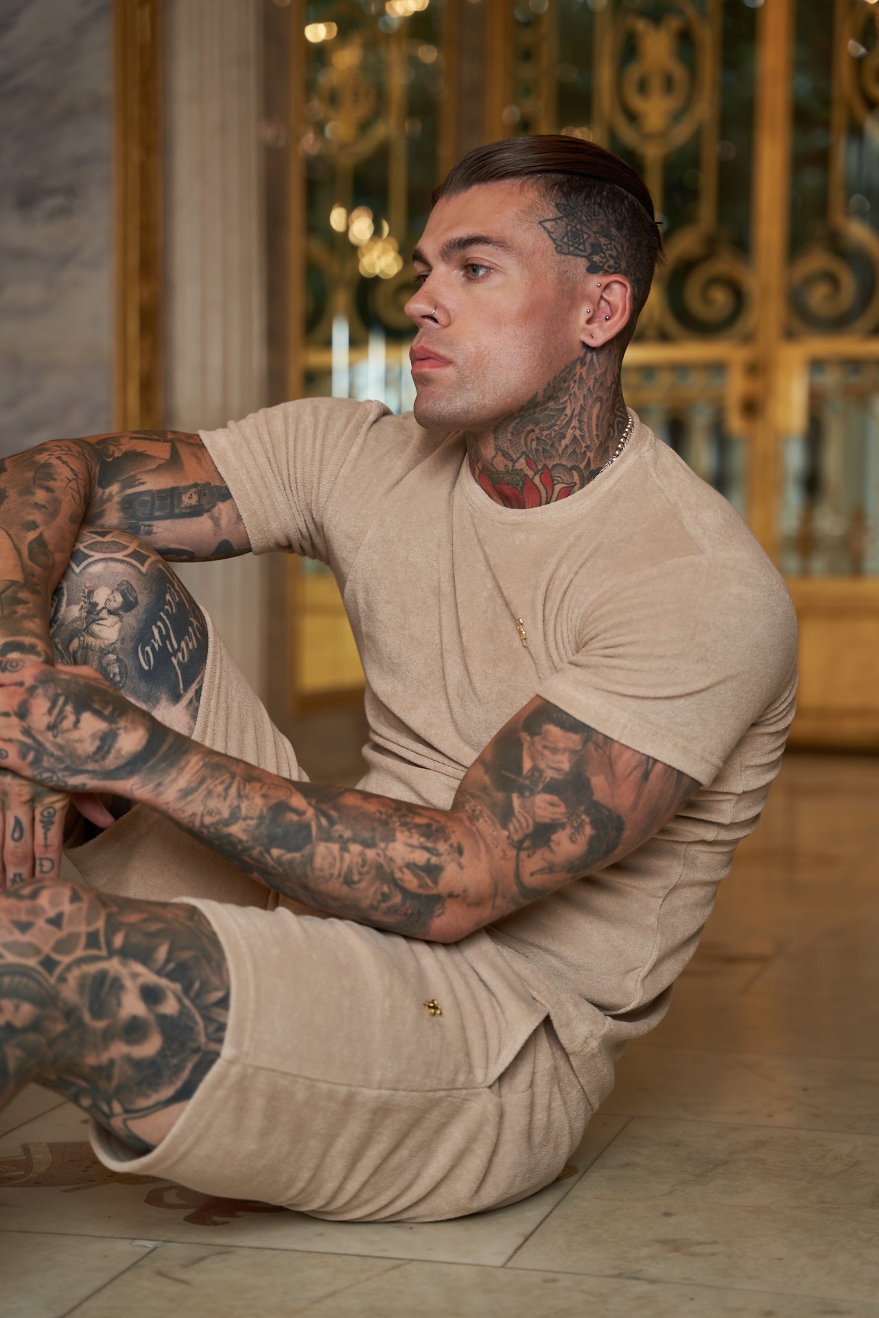 Beige Towelling Shorts - FSTS663