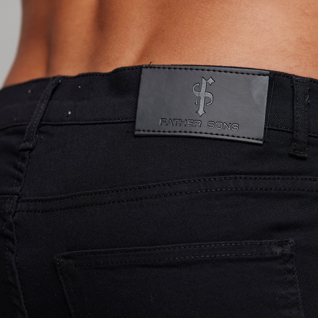 Ripped Slim Stretch Black Jeans - FSH101 (LAST CHANCE)