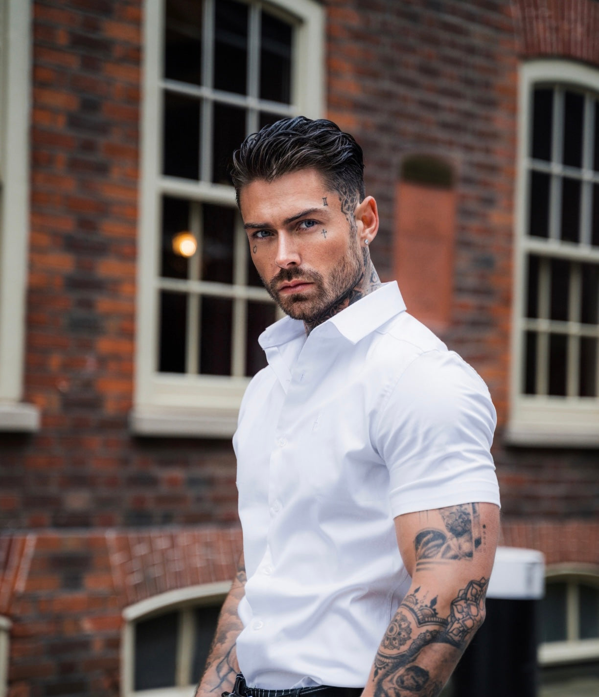 Slim Sateen Classic White with White Embroidery - FS395