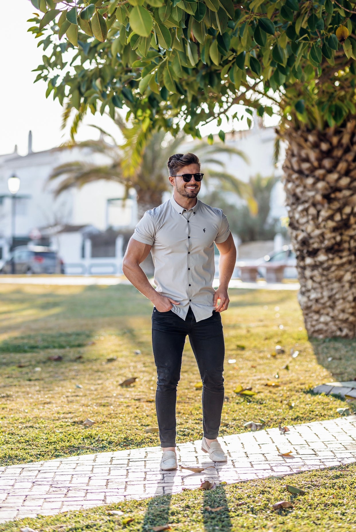 Super Slim Stretch Classic Grey Short Sleeve - FS827