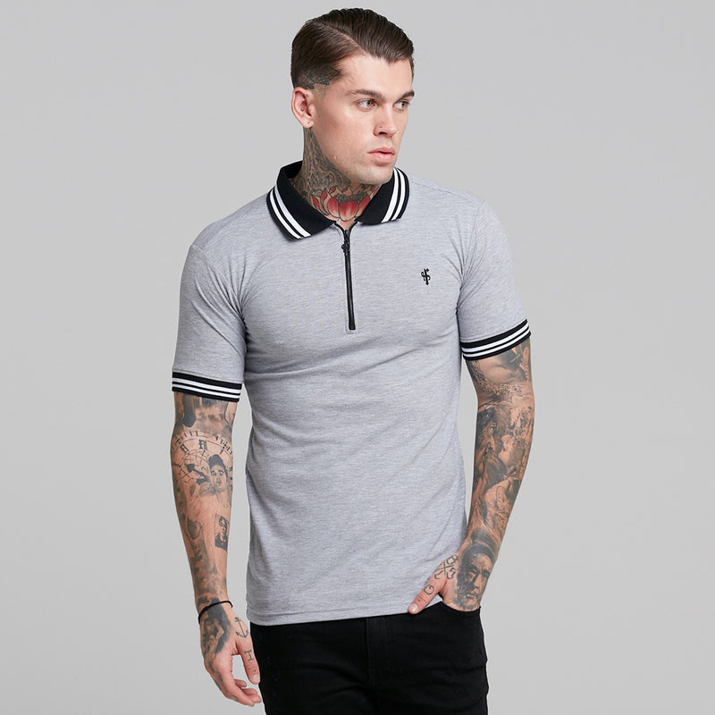 Father Sons Classic Grey Contrast Collar Polo Shirt - FSH237