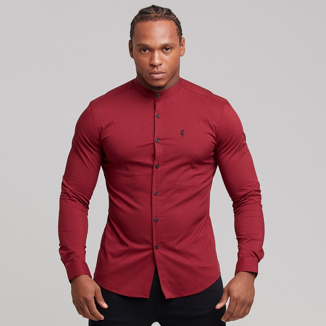 Super Slim Stretch Classic Oxblood Grandad Collar - FS294