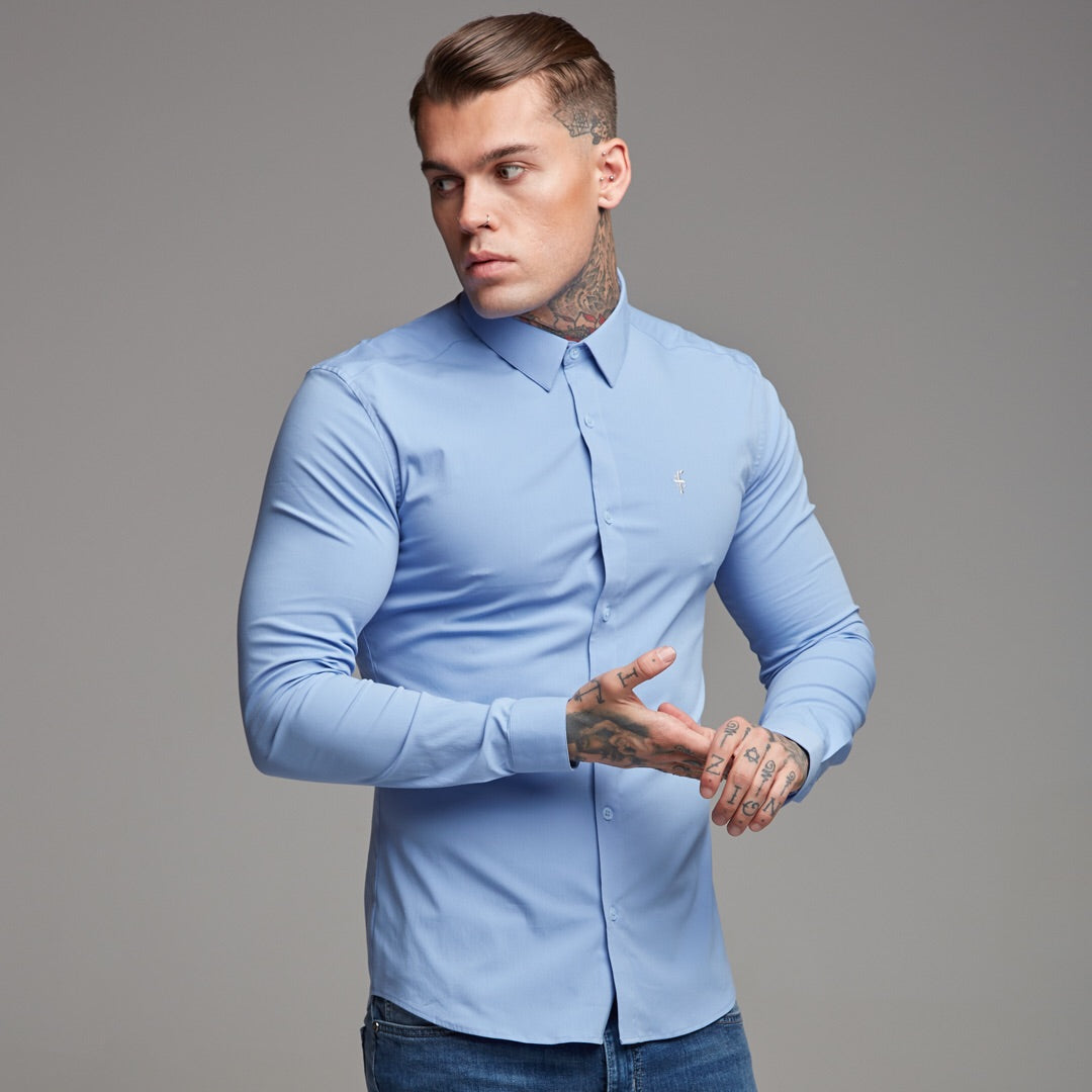 Super Slim Ultra Stretch Classic Light Blue Shirt - FS356