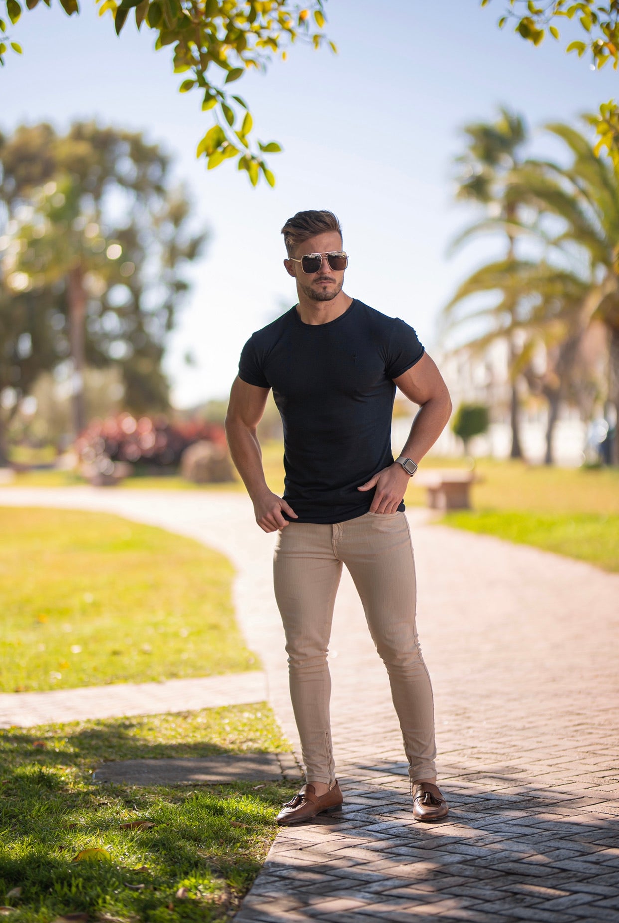 Navy Bamboo Crew T Shirt - FSH579