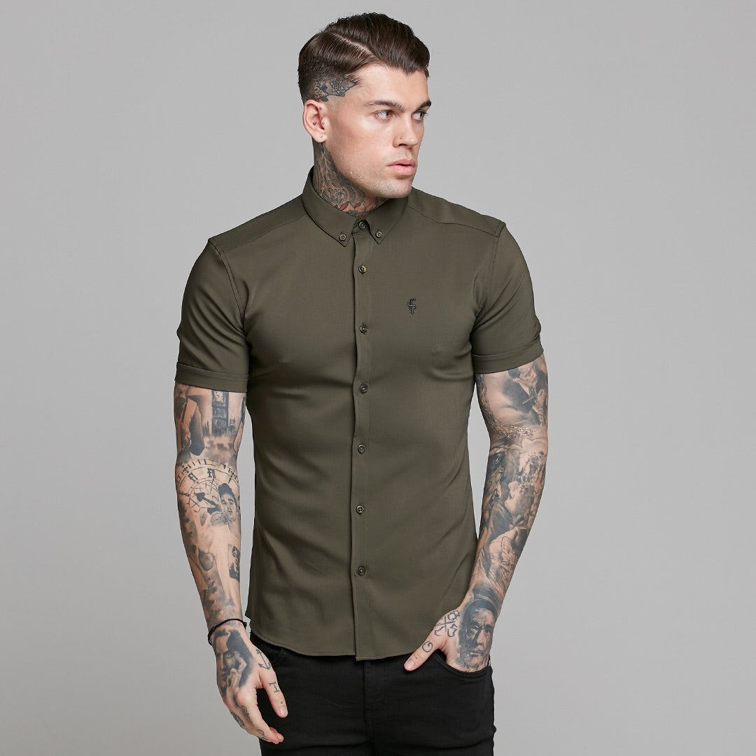 Super Slim Ultra Stretch Classic Olive Short Sleeve - FS483