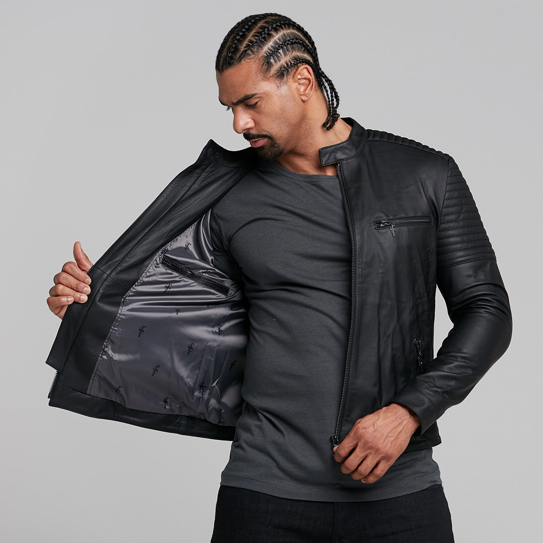 Black Bomber Leather Jacket - FSH198
