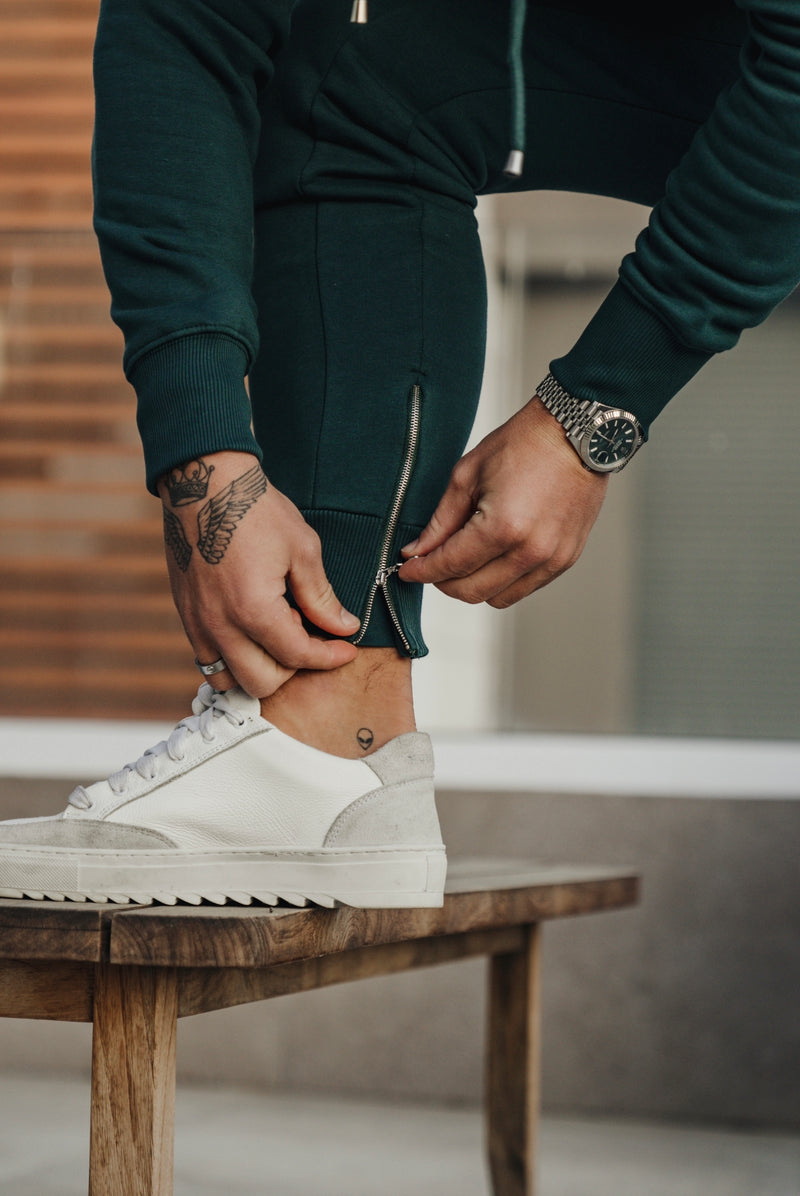 Father Sons Forest Green / Silver Tapered Sweat Pants with Ankle Zip Detail - FSH800