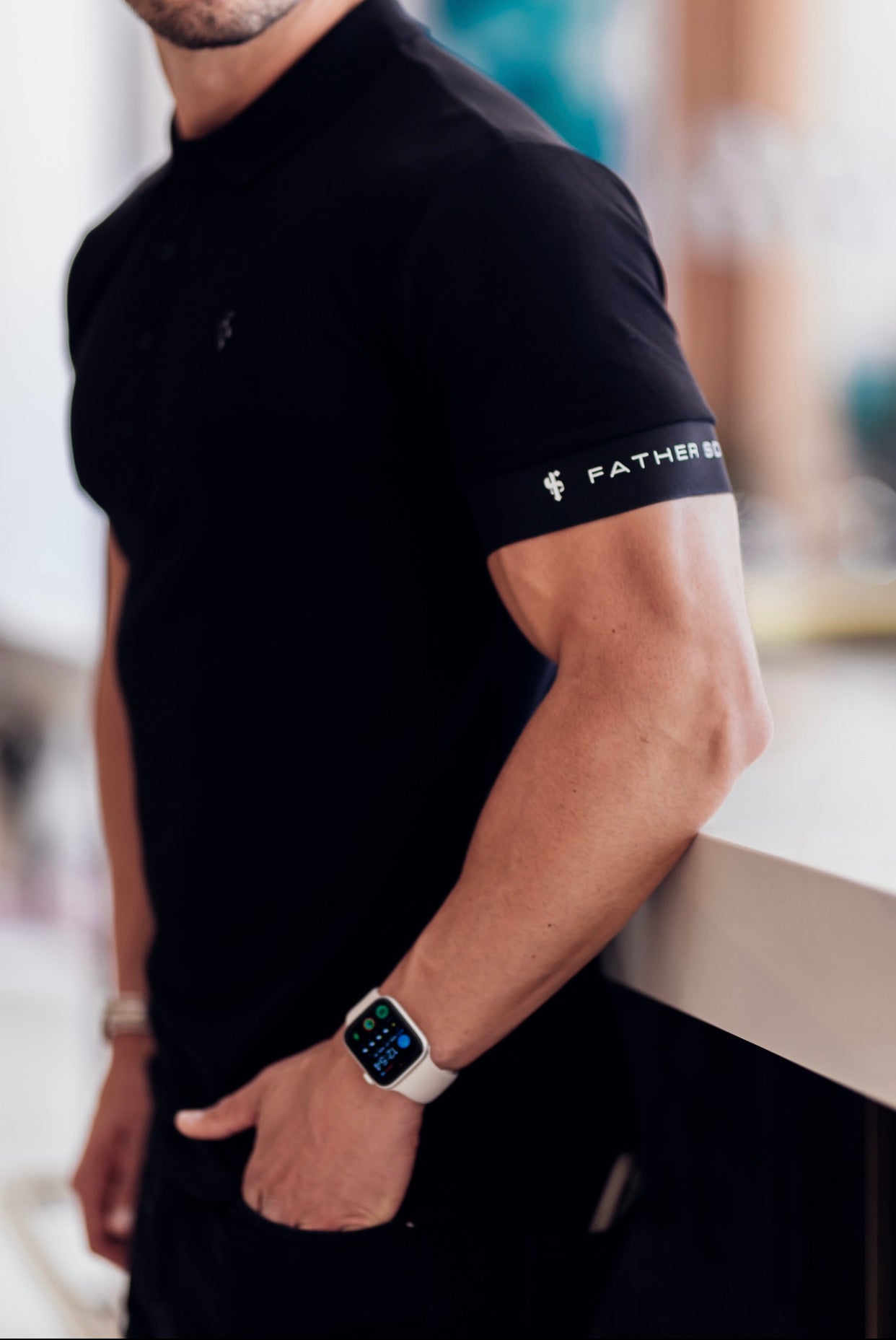 Classic Black Polo with FS Elastic Sleeve Branding and Black Metal Emblem - FSH631