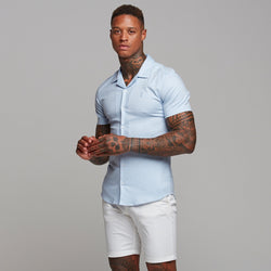 Father Sons Super Slim Stretch Revere Light blue oxford Short Sleeve - FS439