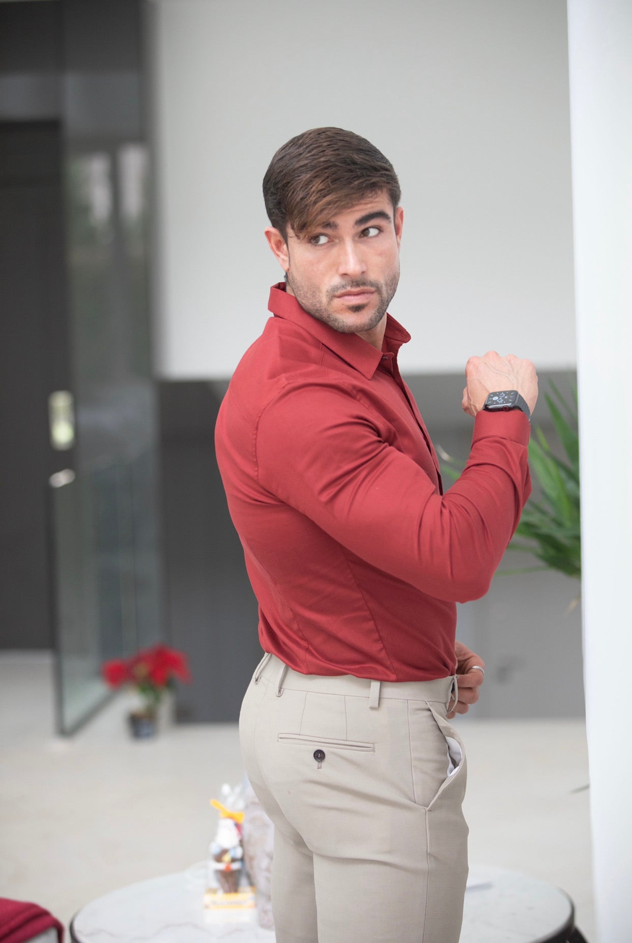 Super Slim Luxe Ultra Stretch Classic Mid Burgundy Long Sleeve -  FS743