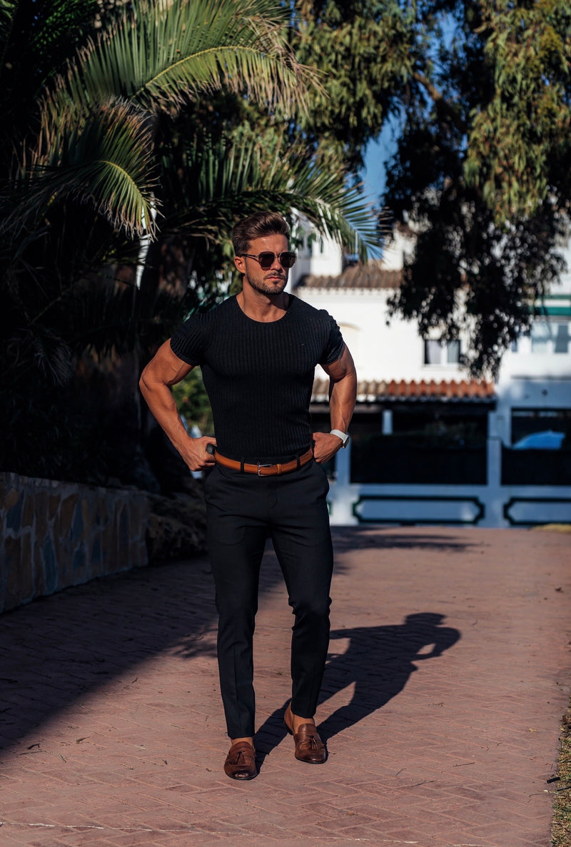 Father Sons Slim Formal Black Stretch Pants - FST034