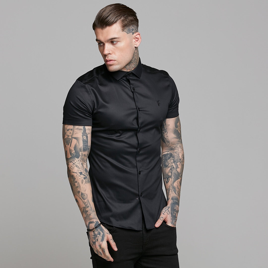 Slim Sateen Classic Black Short Sleeve - FS546
