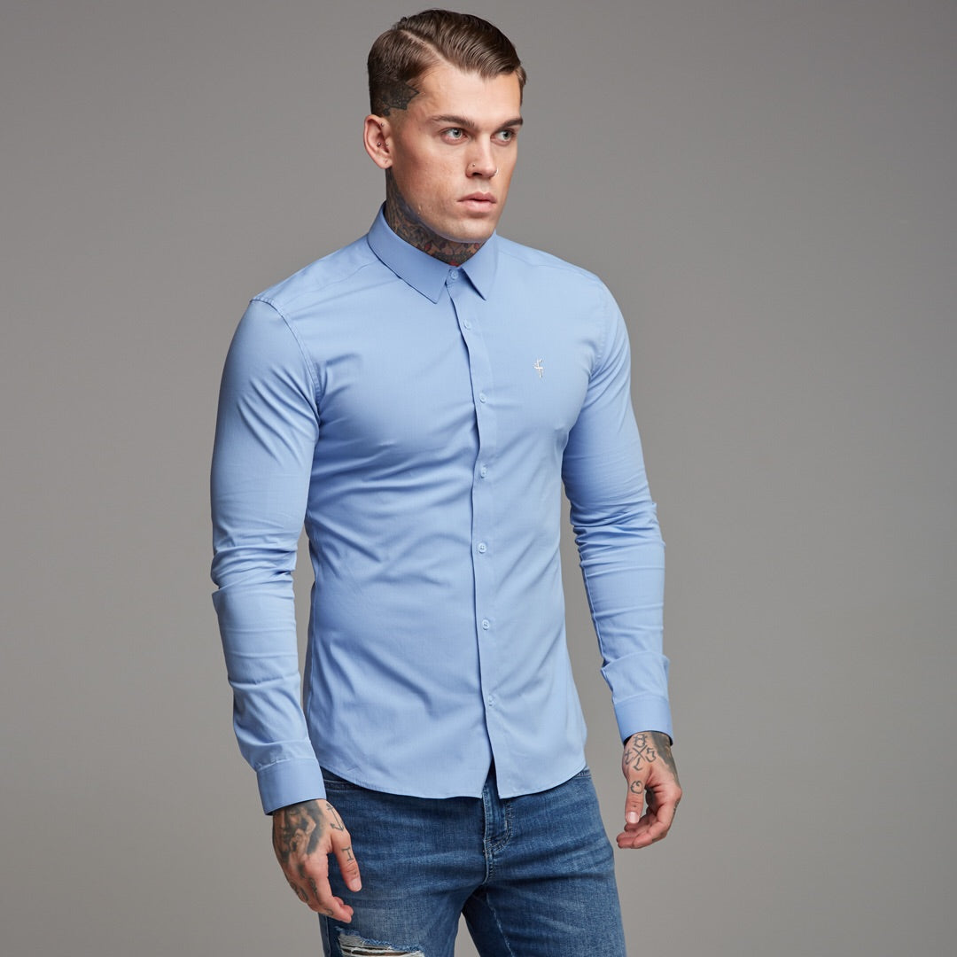 Super Slim Ultra Stretch Classic Light Blue Shirt - FS356