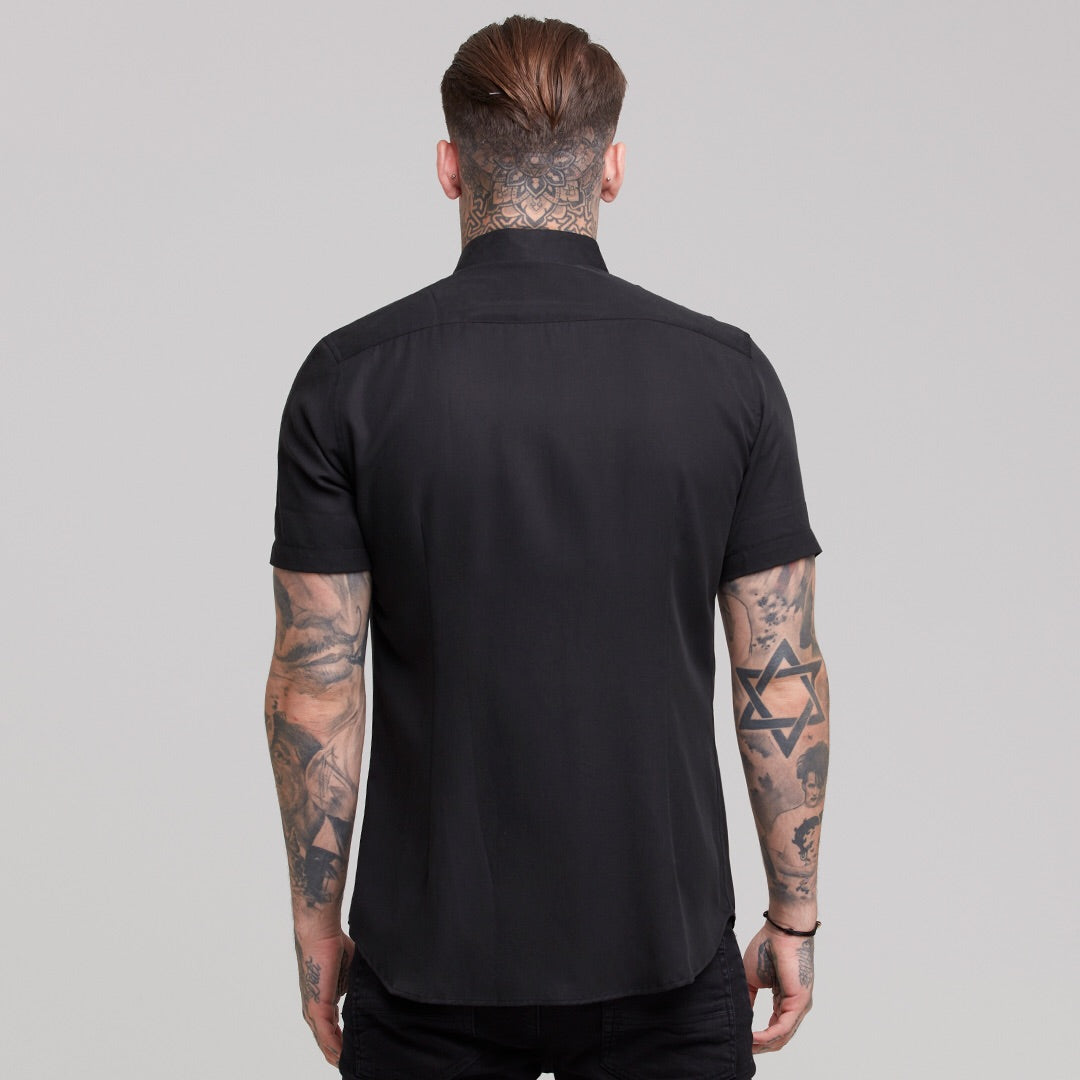 Classic Black Lyocell Short Sleeve (Burgundy Emblem) - FS466 (LAST CHANCE)