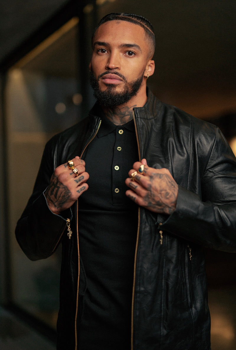 Father Sons Black Lambs Leather Jacket With Gold Zips - FSH610 (PRE ORDER 28TH NOVEMBER)