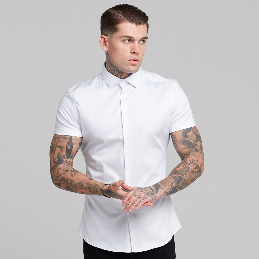 Slim Sateen Classic White with White Embroidery - FS395