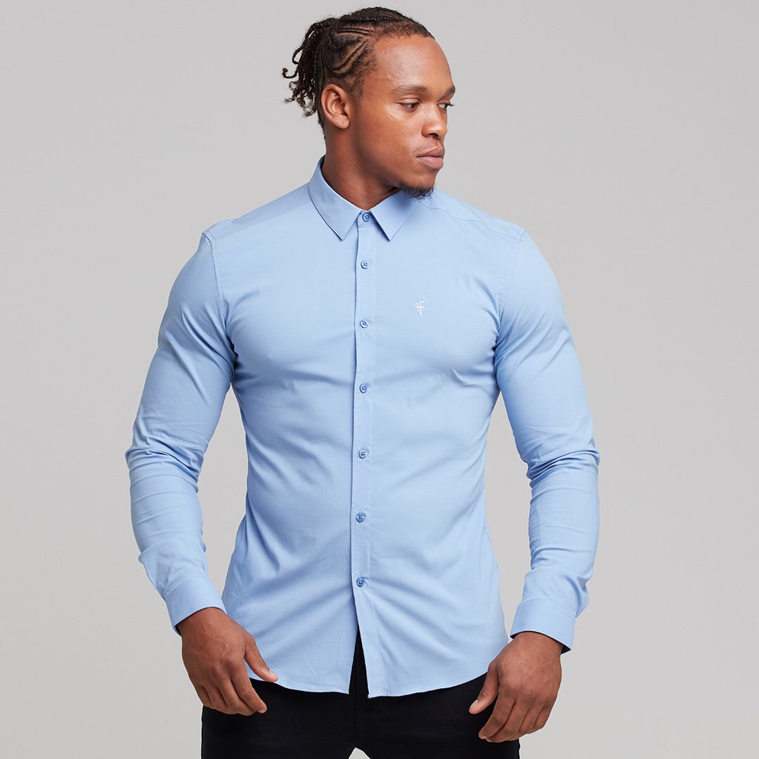 Super Slim Ultra Stretch Classic Light Blue Shirt - FS356