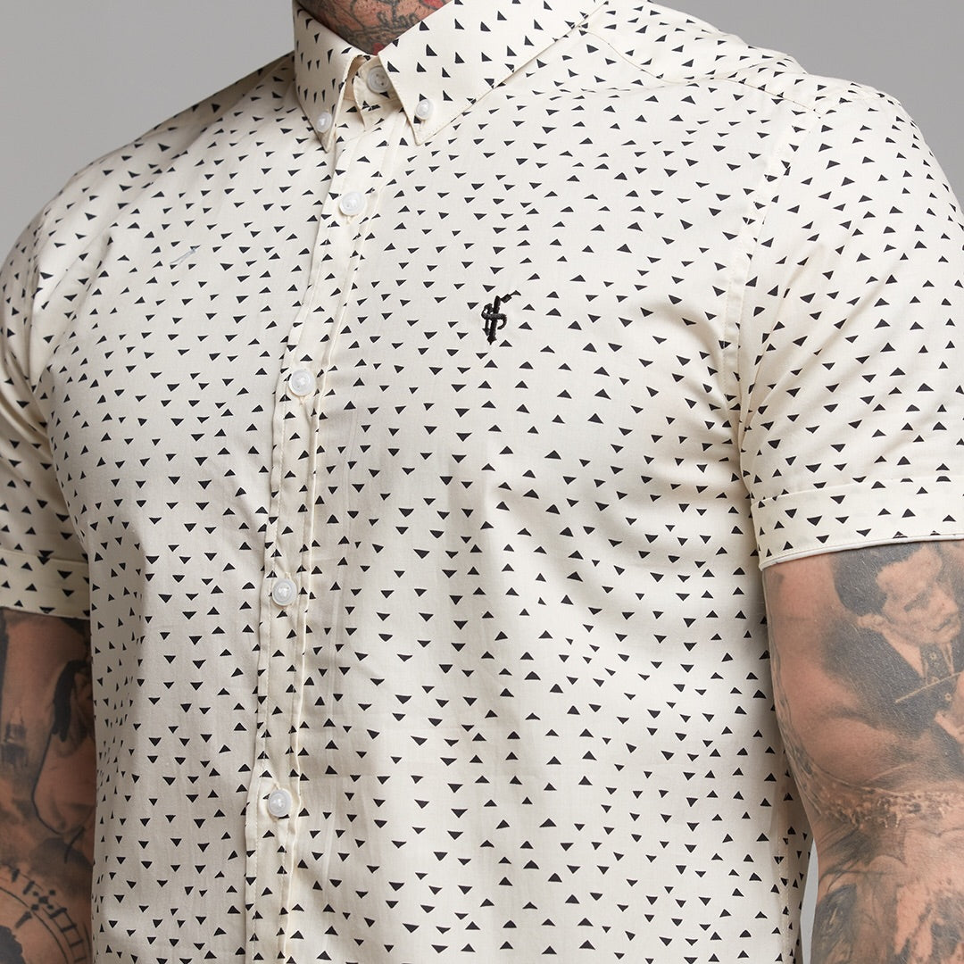Super Slim Stretch Classic Cream and Black Poly Print - FS471
