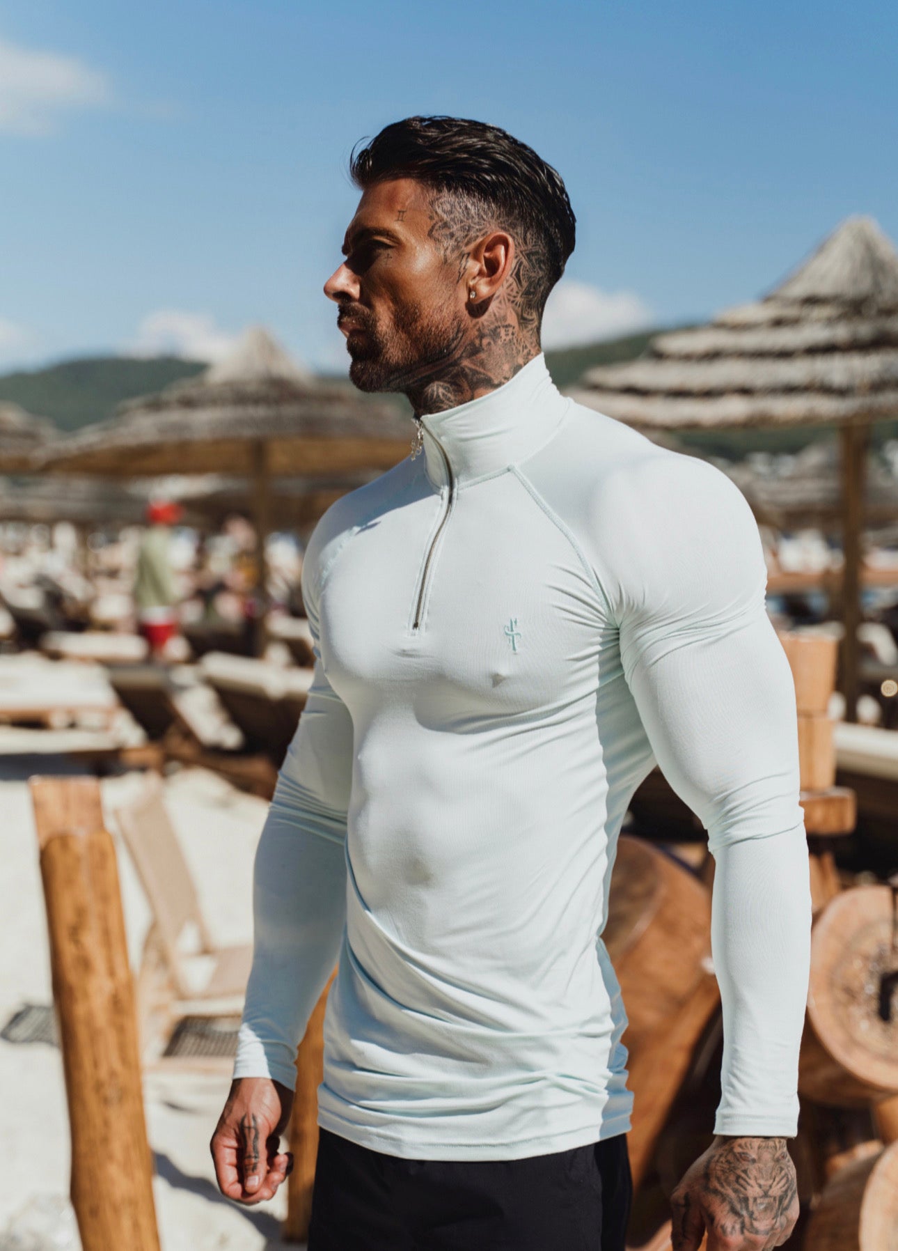 Long Sleeve Mint Half Zip Gym Top - FSH750