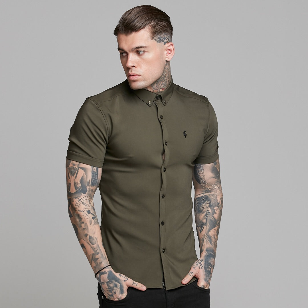 Super Slim Ultra Stretch Classic Olive Short Sleeve - FS483
