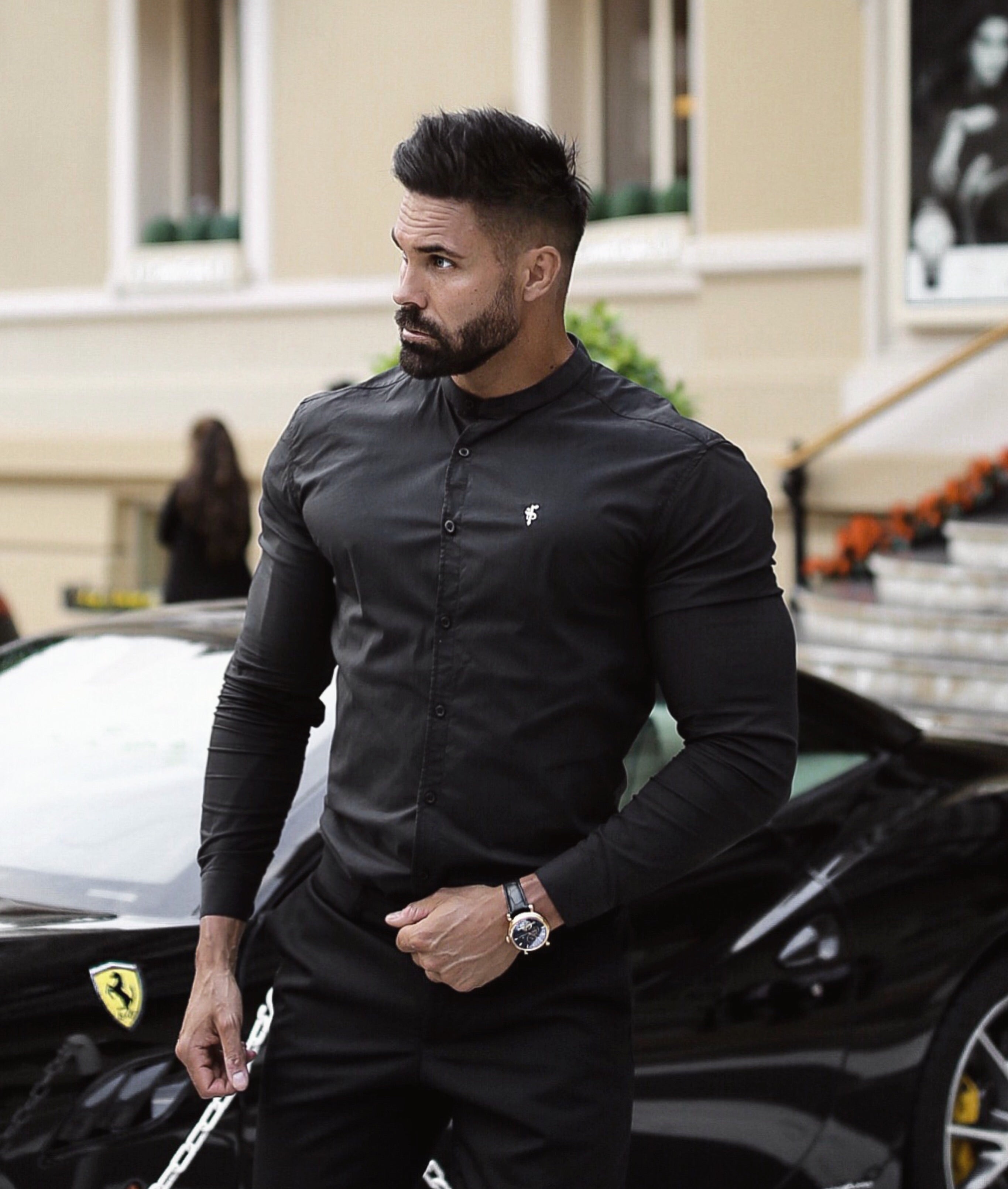 Super Slim Stretch Classic Black Grandad Collar - FS171