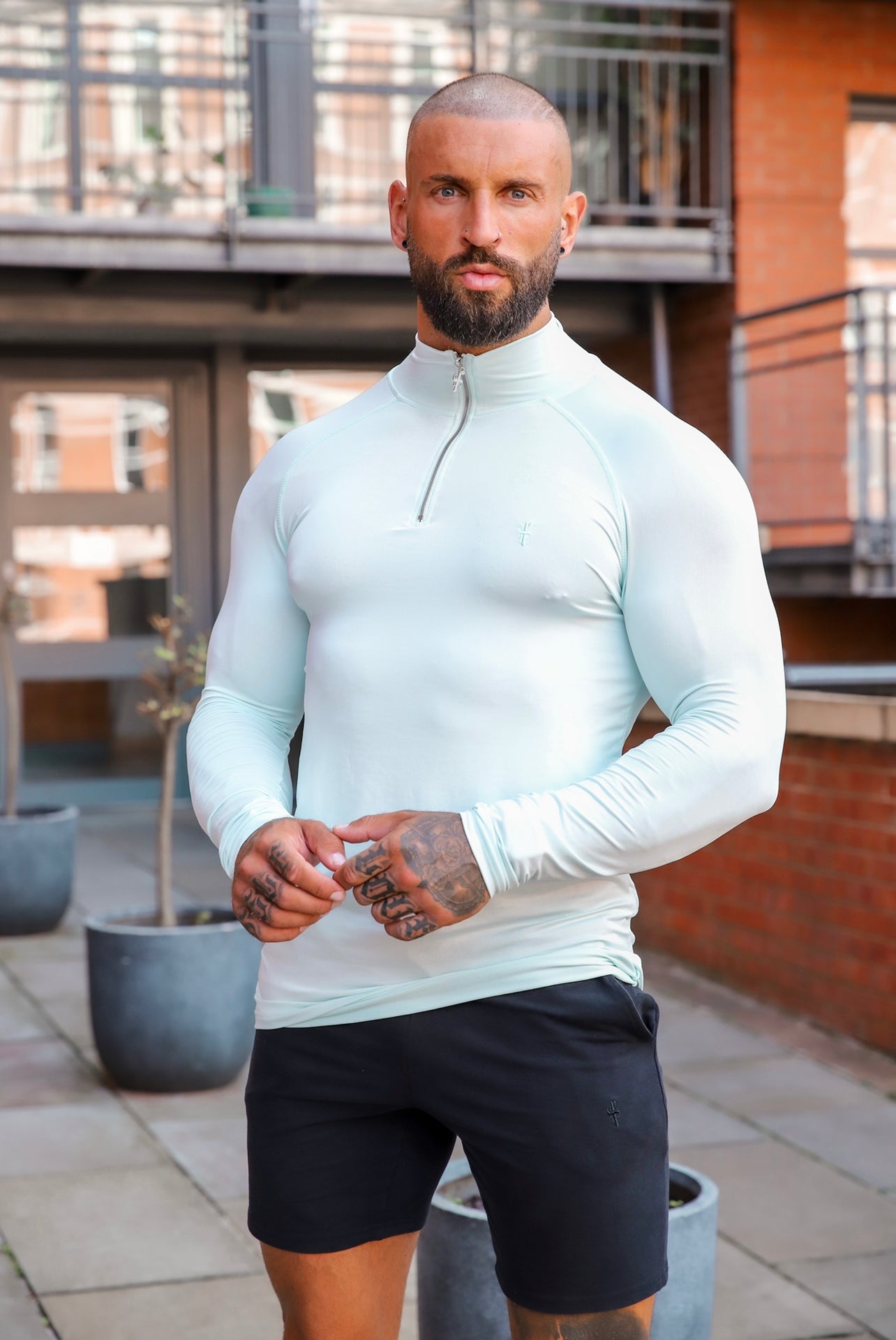 Long Sleeve Mint Half Zip Gym Top - FSH750