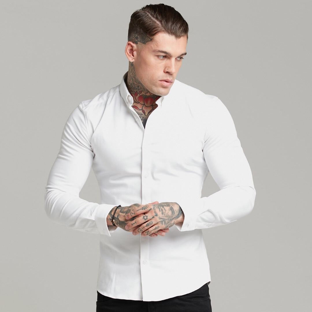 Super Slim Stretch White Denim Long Sleeve - FS597