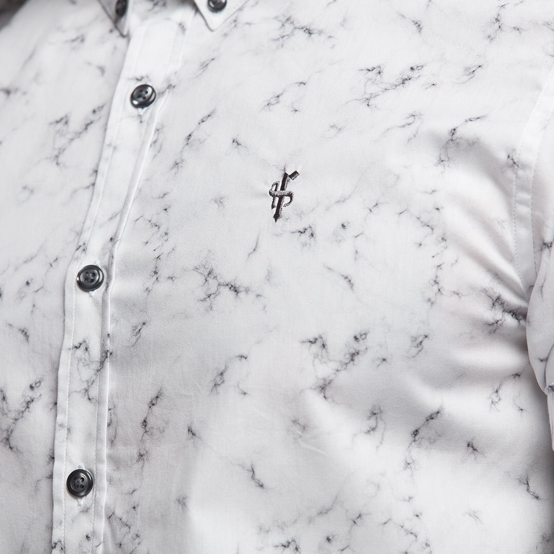Super Slim Stretch Marble Print Short Sleeve - FS433