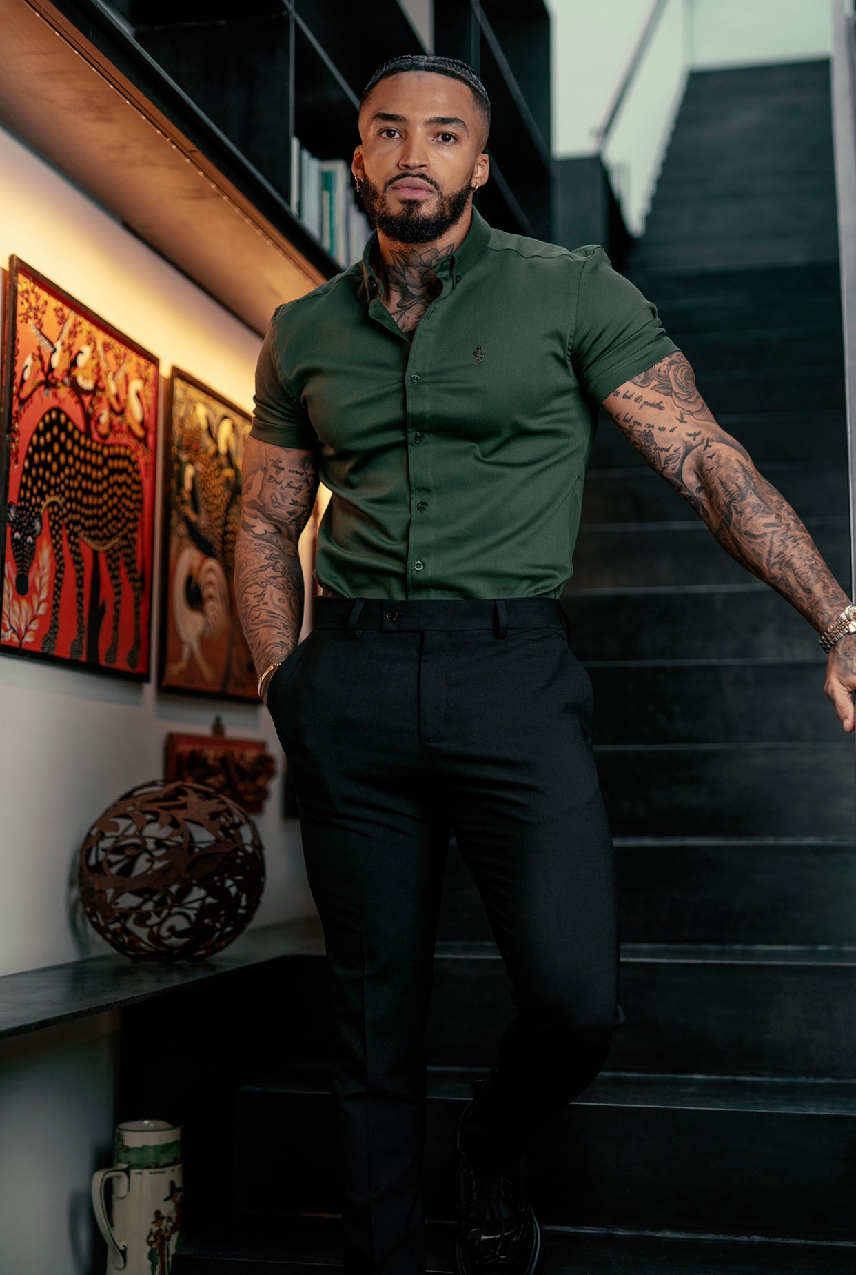 Father Sons Slim Formal Black Stretch Pants - FST034