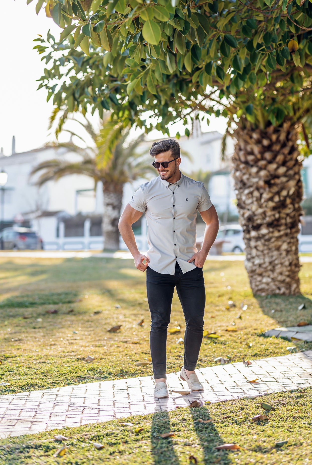 Super Slim Stretch Classic Grey Short Sleeve - FS827