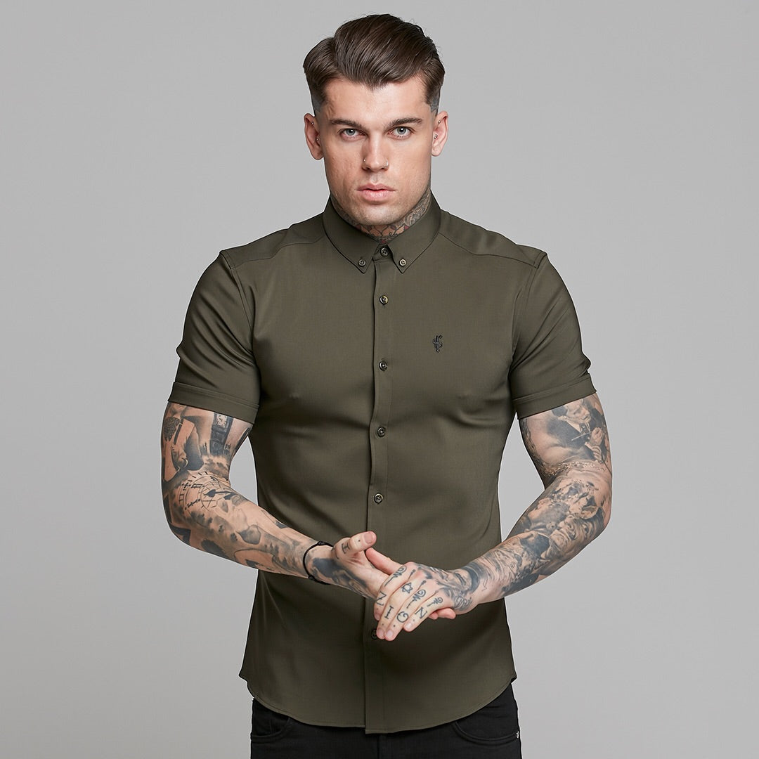 Super Slim Ultra Stretch Classic Olive Short Sleeve - FS483