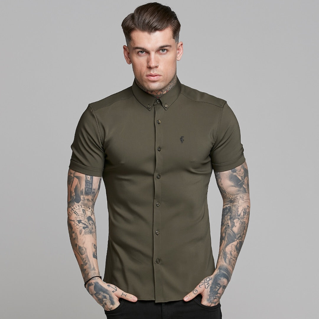 Super Slim Ultra Stretch Classic Olive Short Sleeve - FS483