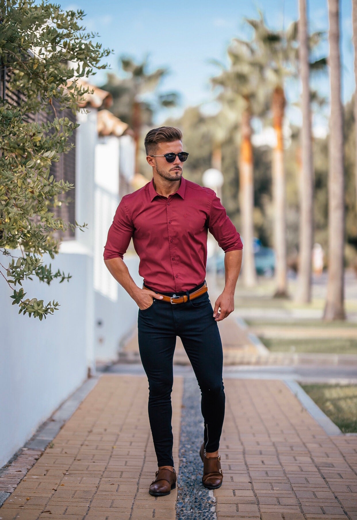 Super Slim Stretch Classic Oxblood Red - FS141