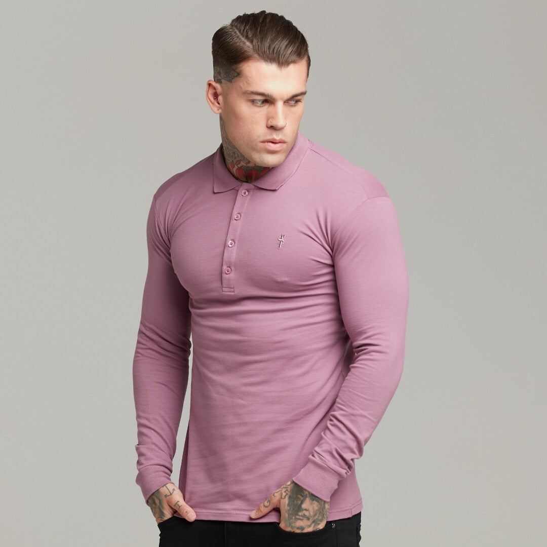 Classic Lavender Long Sleeve Polo Shirt - FSH307