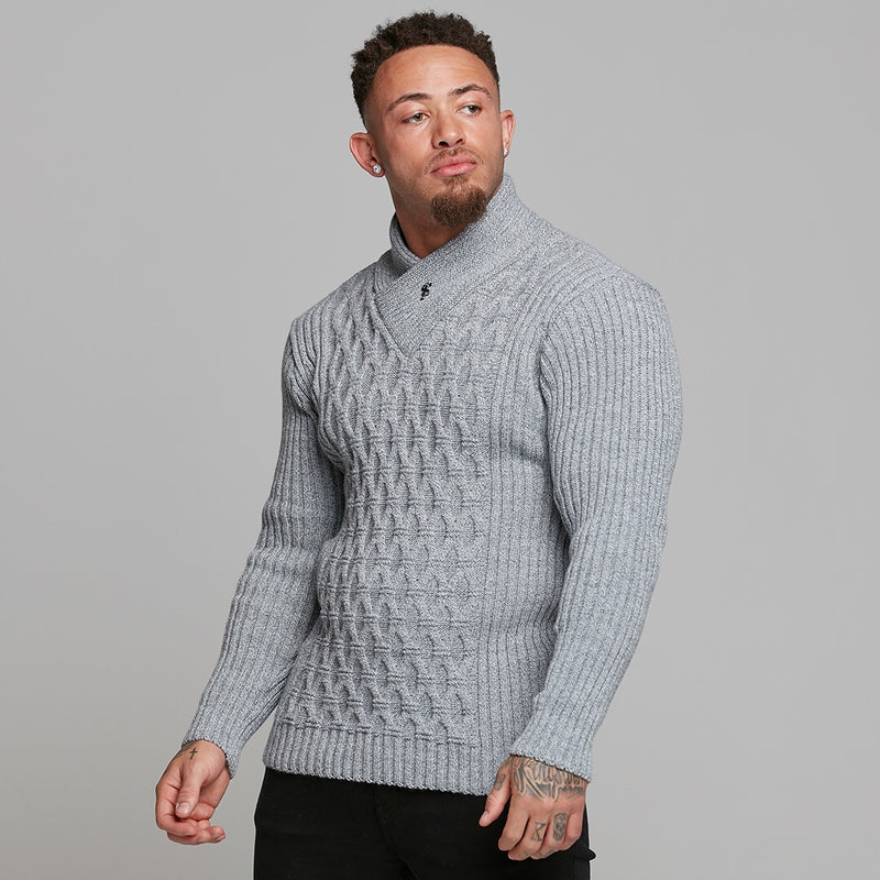Father Sons Chunky Cable Knit Grey and White Sweater - FSJ005