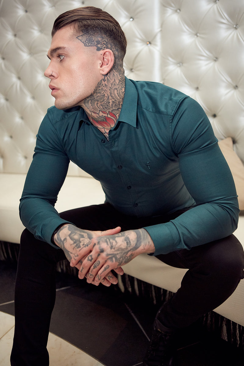 Father Sons Super Slim Luxe Ultra Stretch Classic Forest Green Long Sleeve -  FS674