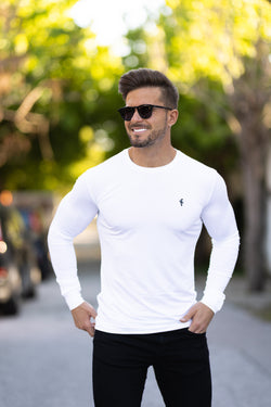 Father Sons Long Sleeve White Gym Crew Top - FSH709