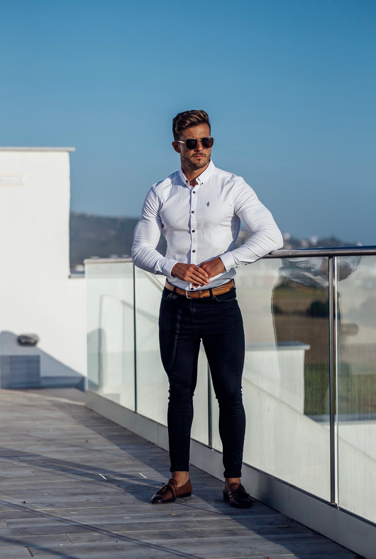 Super Slim Stretch Classic Oxford White - FS300