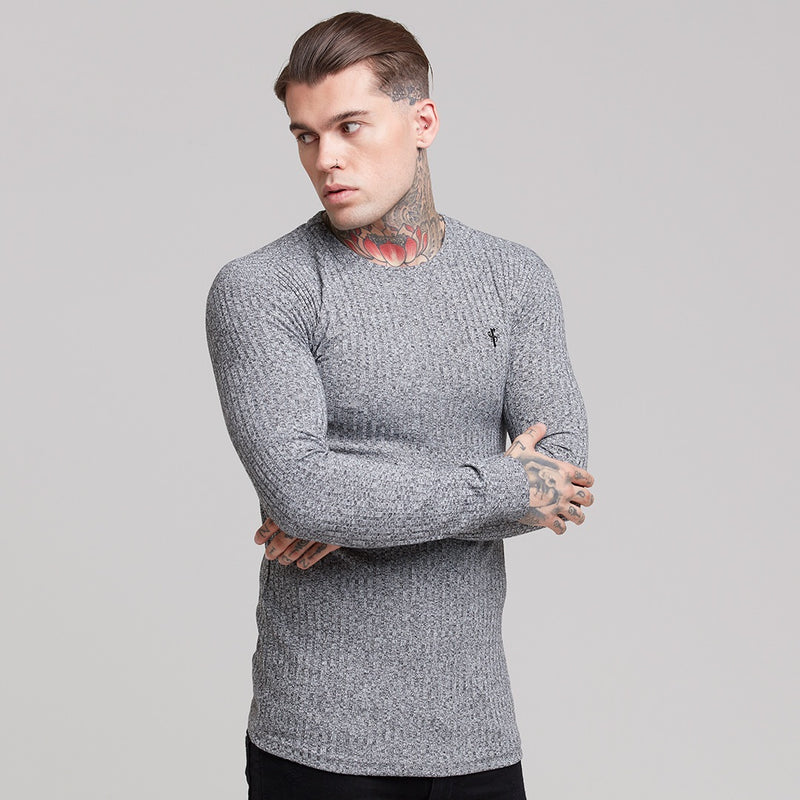 Father Sons Classic Grey & Black Ribbed Knit Sweater - FSH079
