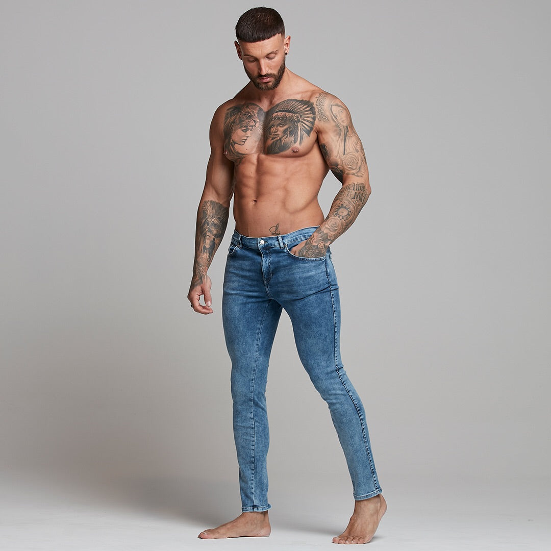 Slim Stretch Blue Acid Wash Jeans - FSH306