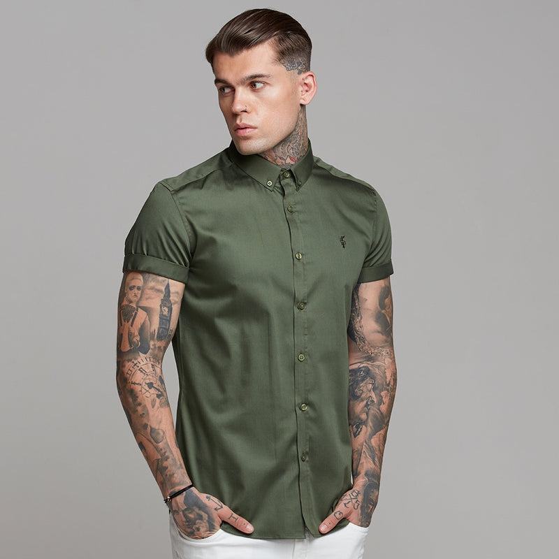 Father Sons Classic Button Down Khaki Luxe Egyptian Cotton Short Sleeve - FS502 (LAST CHANCE)