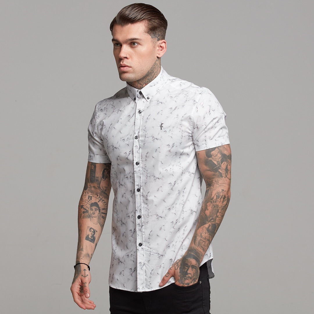 Super Slim Stretch Marble Print Short Sleeve - FS433