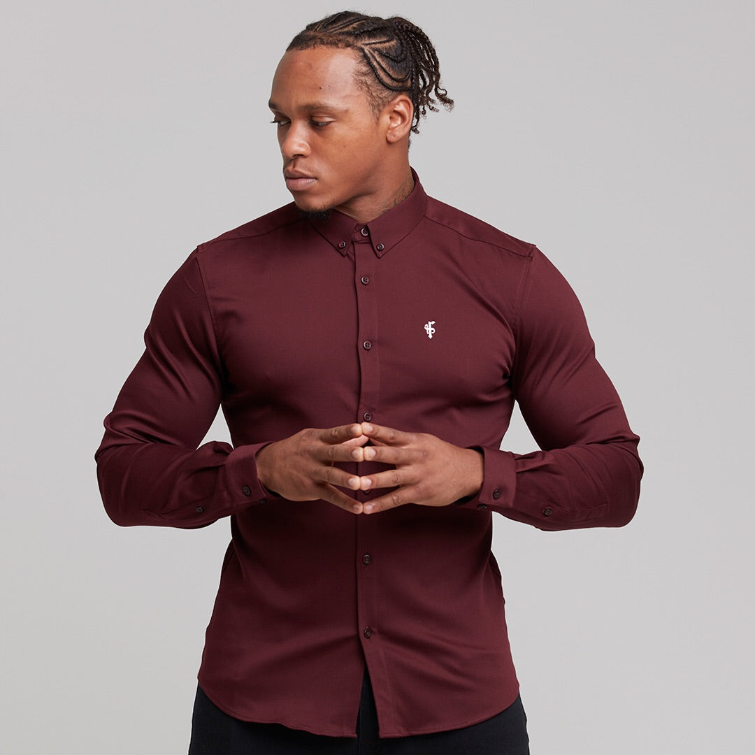 Super Slim Stretch Burgundy Denim Long Sleeve - FS212